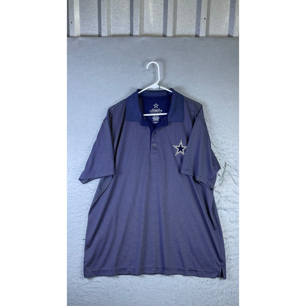 Dallas Cowboys Polo Shirt Men Large Blue Excellent Striped Short Sleeve Logo